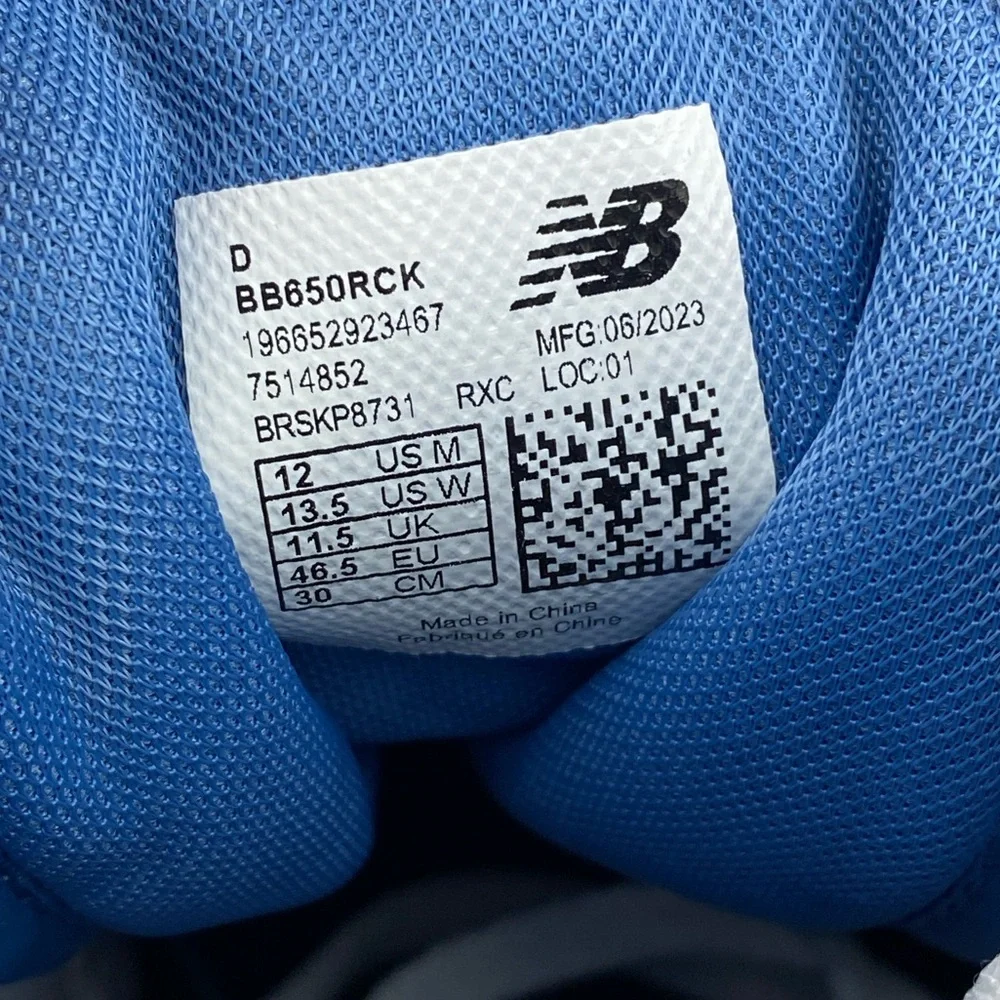 New Balance 650 White Heritage Blue High Top Sneakers BB650RCK Mens Shoe Size 12